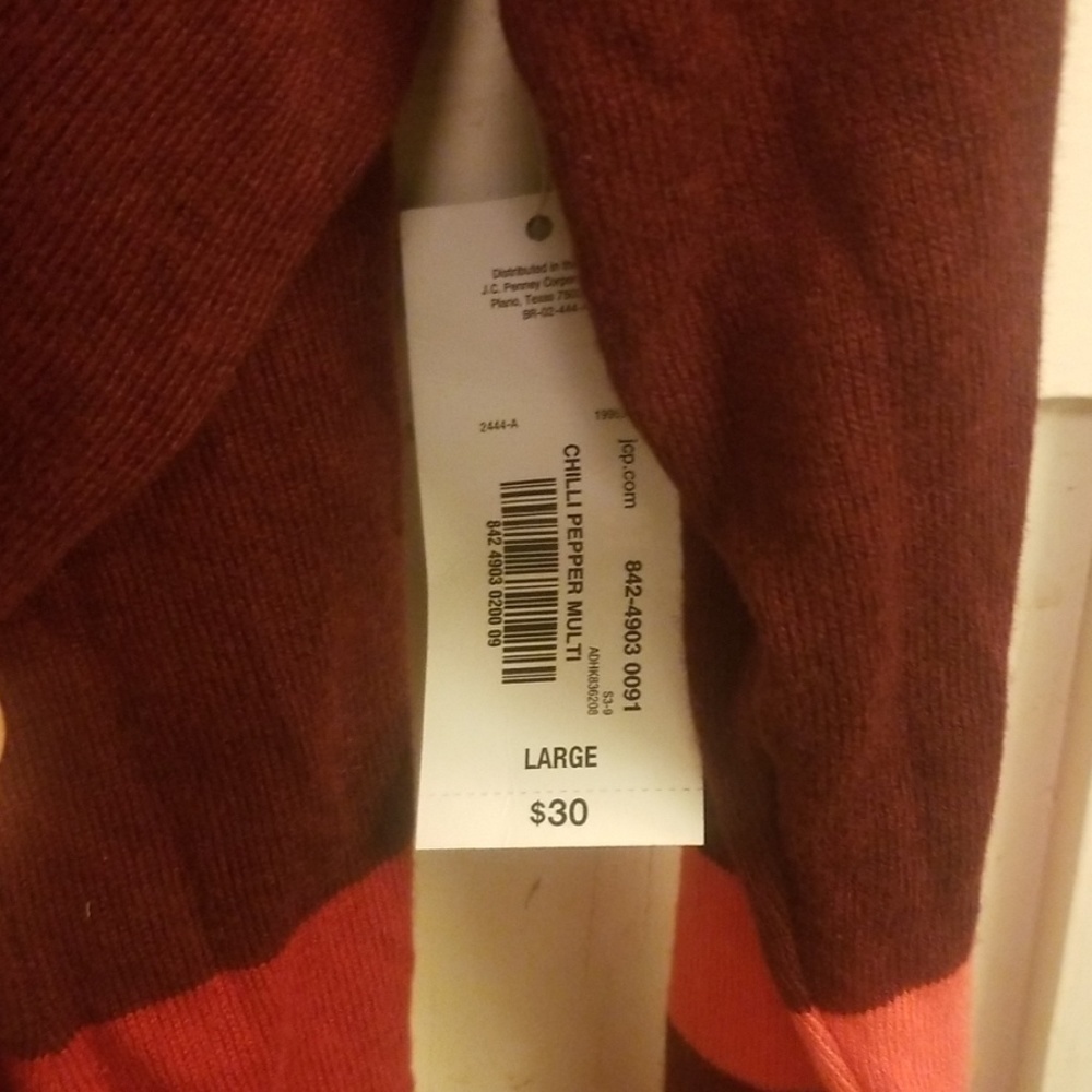 Nwt Red striped vneck long sleeved sweater - Picture 3 of 4